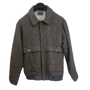 VINTAGE MENS PENDLETON 60'S 100% VIRGIN WOOL TWEED BOMBER JACKET SIZE L